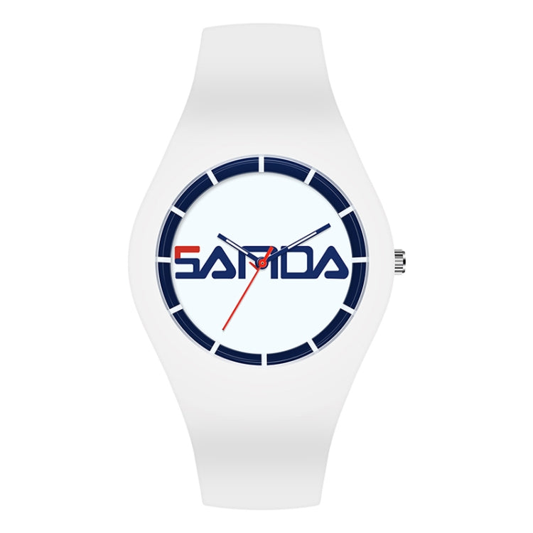 SANDA 6076 Simple Scale Round Dial Ladies Silicone Strap Quartz Watch