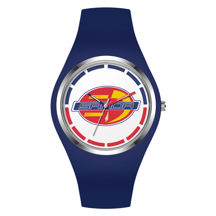 SANDA 6077 Simple Icon Round Dial Ladies Silicone Strap Quartz Watch