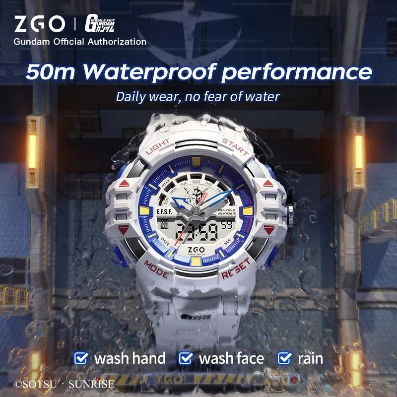 ZGO X Gundam Kids Watch Mechanical Waterproof Sports Electronic Digital Watches For Middle School Student Teenage Boys